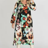 A-lined belted midi jersey dress - Black