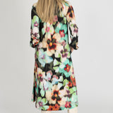 A-lined belted midi jersey dress - Black
