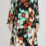 A-lined belted midi jersey dress - Black