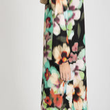 A-lined belted midi jersey dress - Black