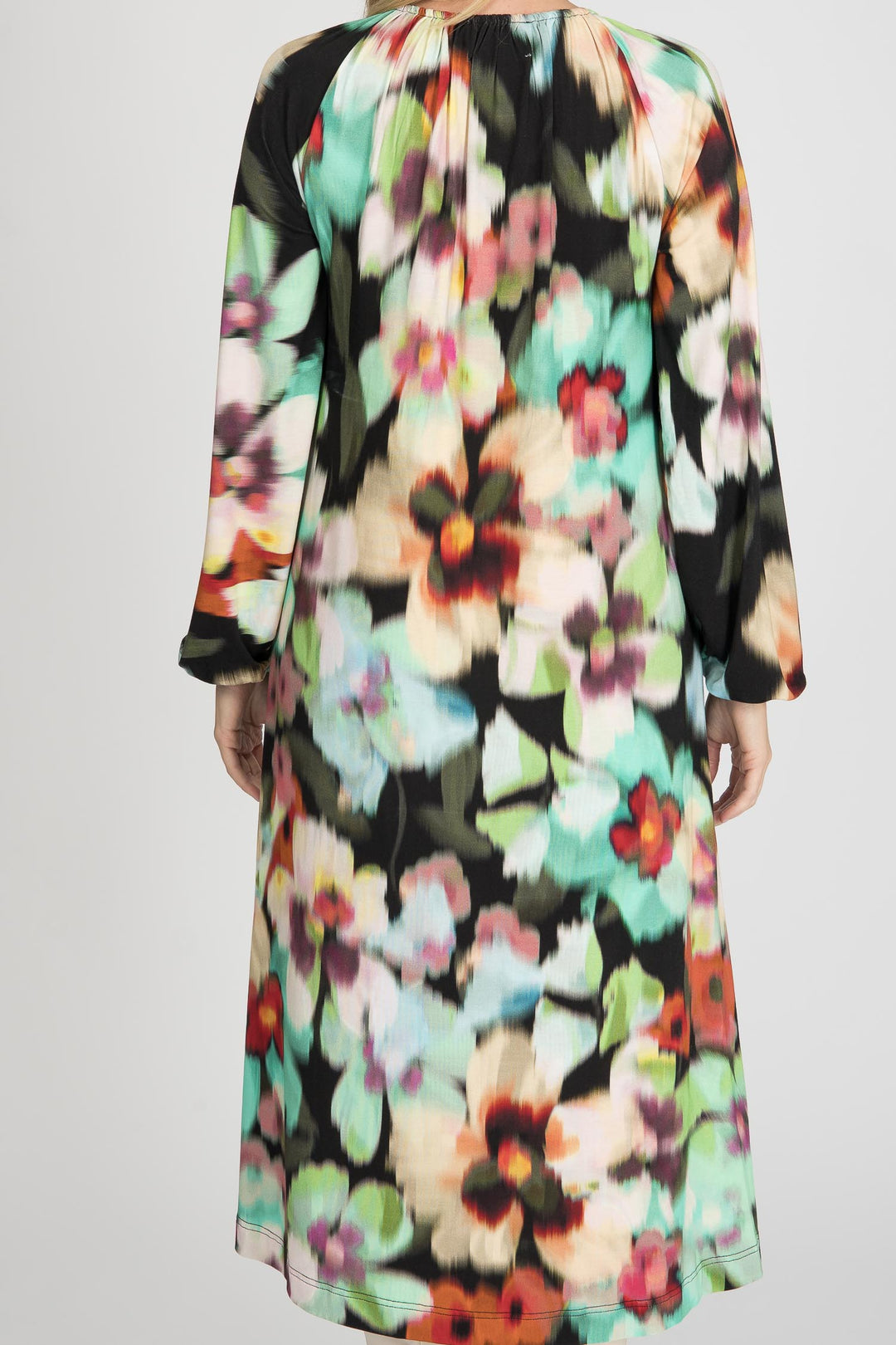 A-lined belted midi jersey dress - Black