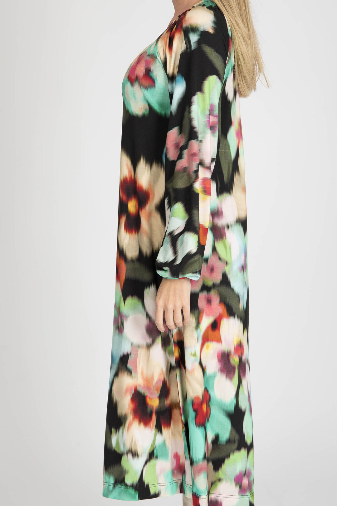 A-lined belted midi jersey dress - Black