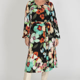 A-lined belted midi jersey dress - Black