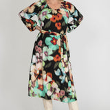 A-lined belted midi jersey dress - Black