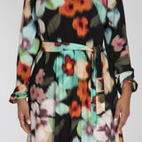 A-lined belted short jersey dress - Black