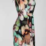 A-lined belted short jersey dress - Black