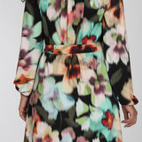 A-lined belted short jersey dress - Black