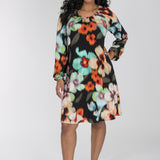 A-lined belted short jersey dress - Black