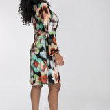 A-lined belted short jersey dress - Black