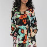 A-lined belted short jersey dress - Black