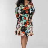 A-lined belted short jersey dress - Black