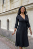 Loose fit midi wrap jersey dress - Black