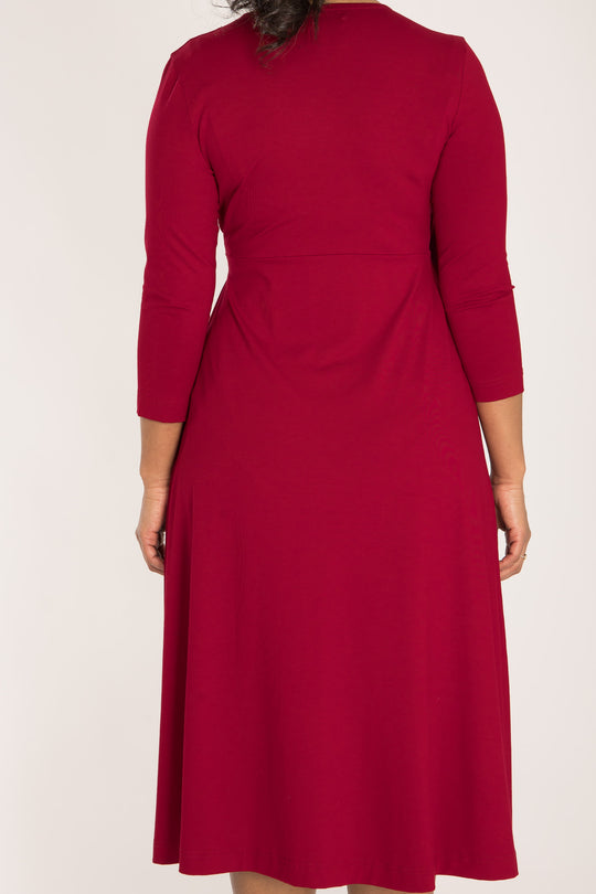 Loose fit midi wrap jersey dress - Red