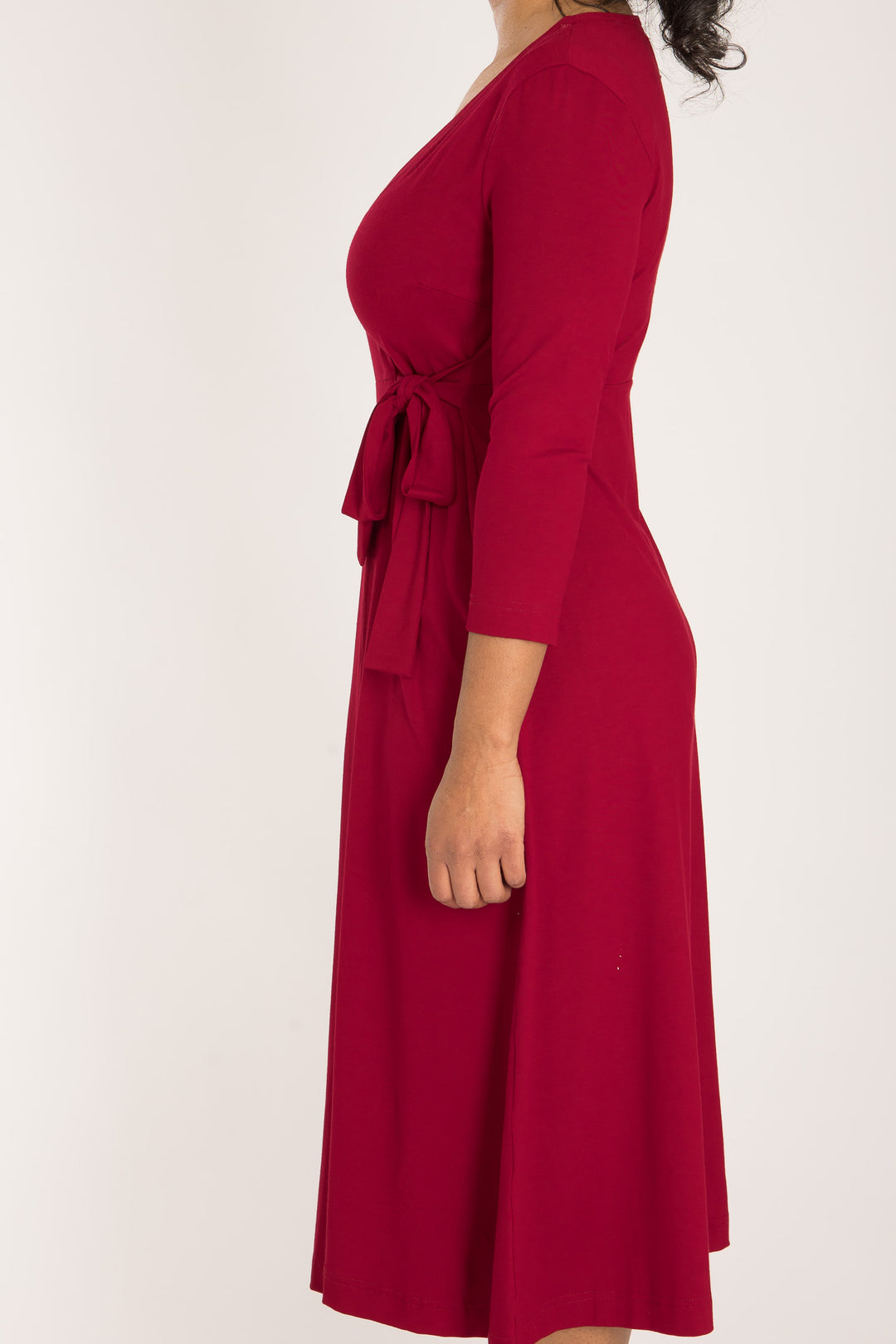 Loose fit midi wrap jersey dress - Red