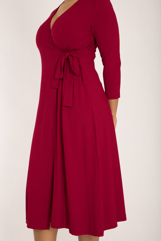 Loose fit midi wrap jersey dress - Red