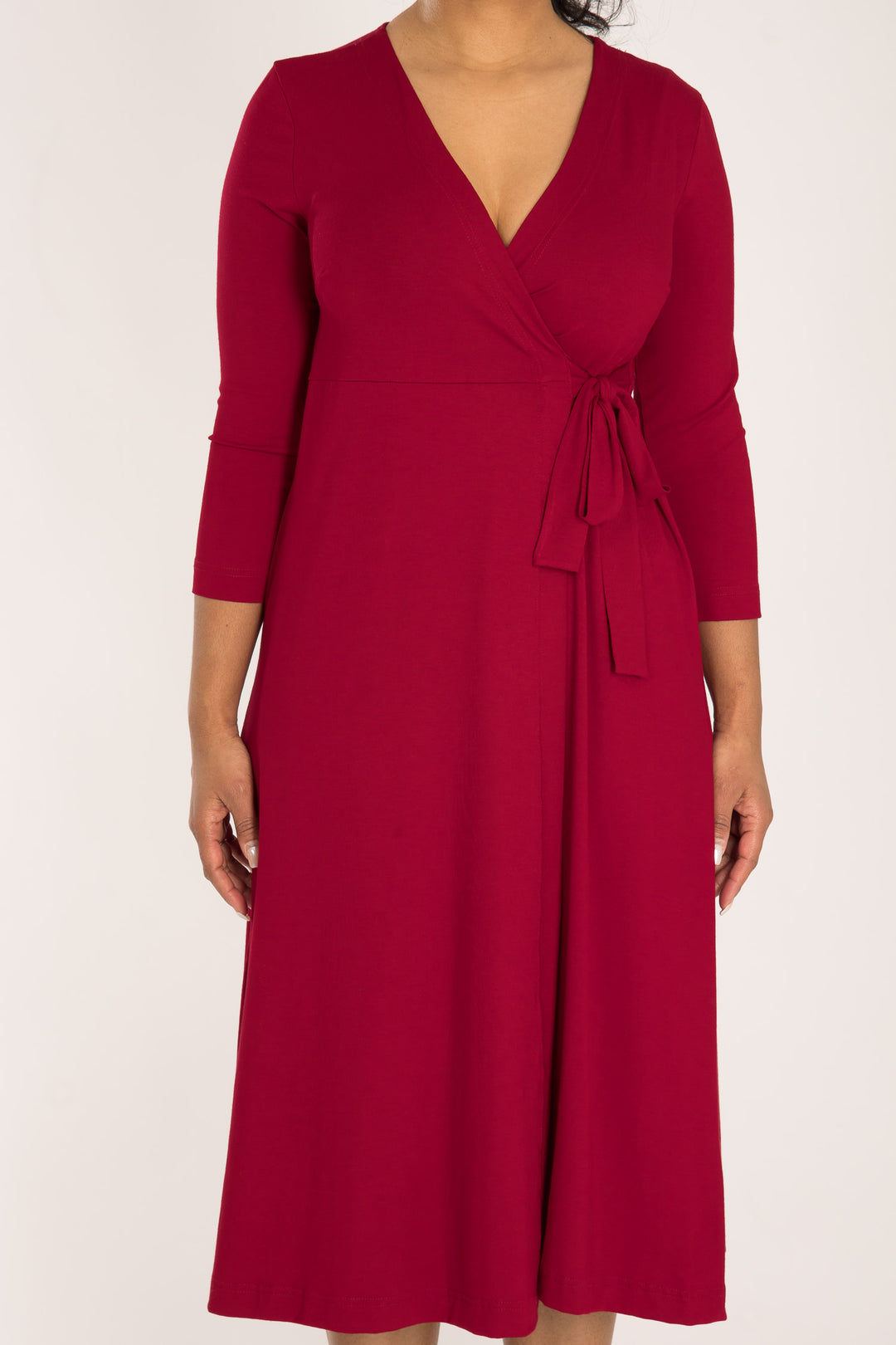 Loose fit midi wrap jersey dress - Red