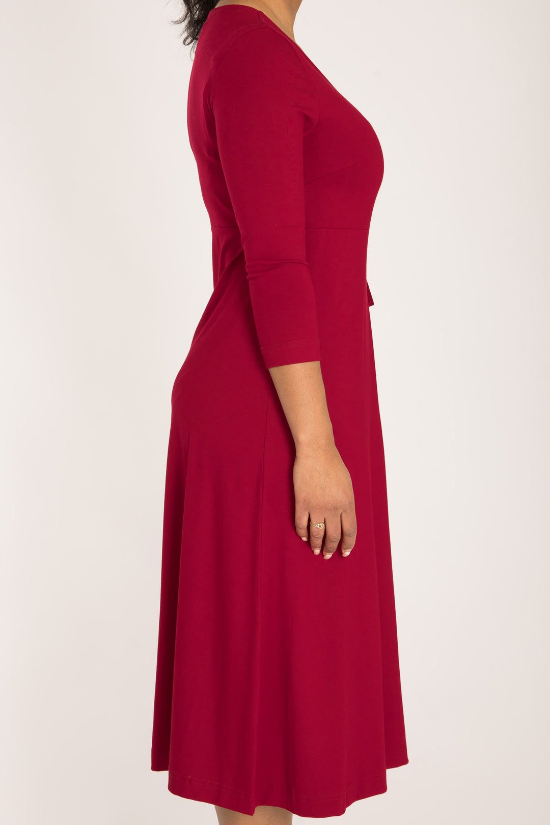 Loose fit midi wrap jersey dress - Red