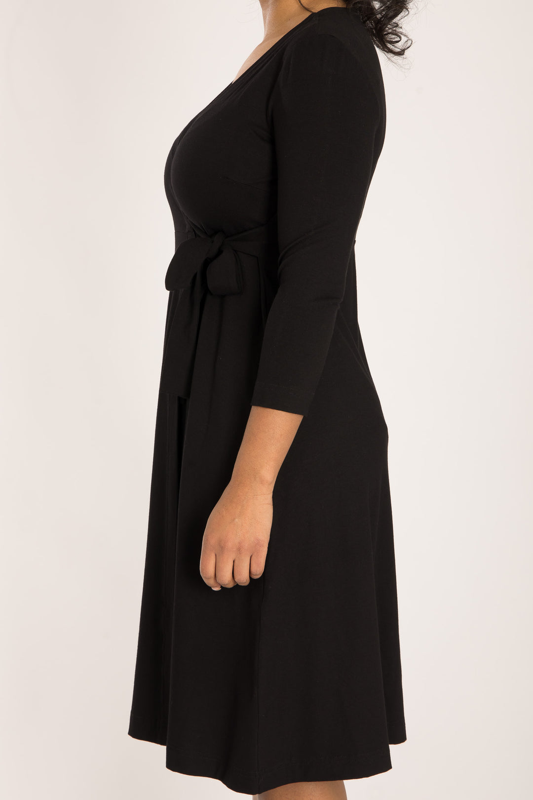 Loose fit short wrap jersey dress - Black