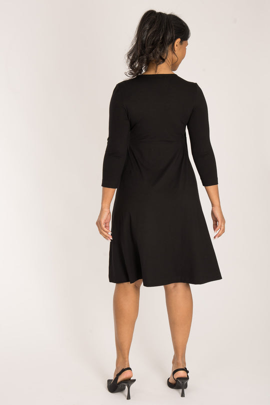Loose fit short wrap jersey dress - Black