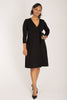 Loose fit short wrap jersey dress - Black