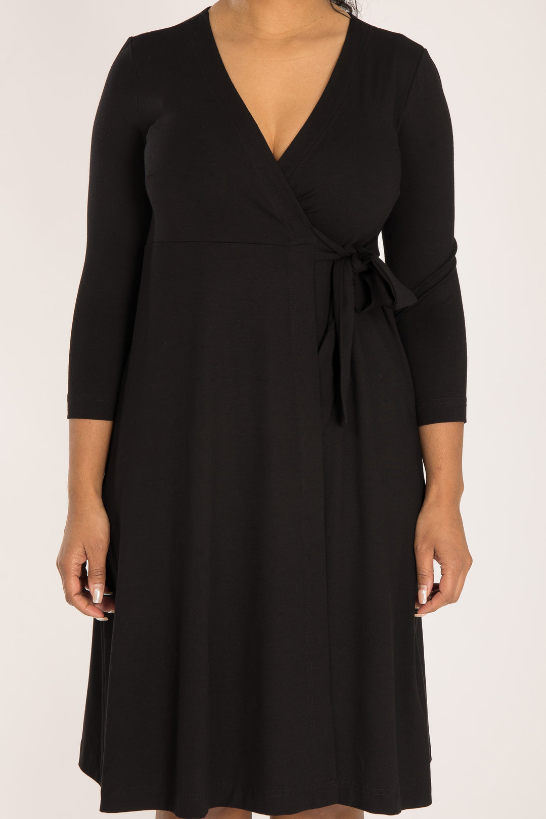 Loose fit short wrap jersey dress - Black