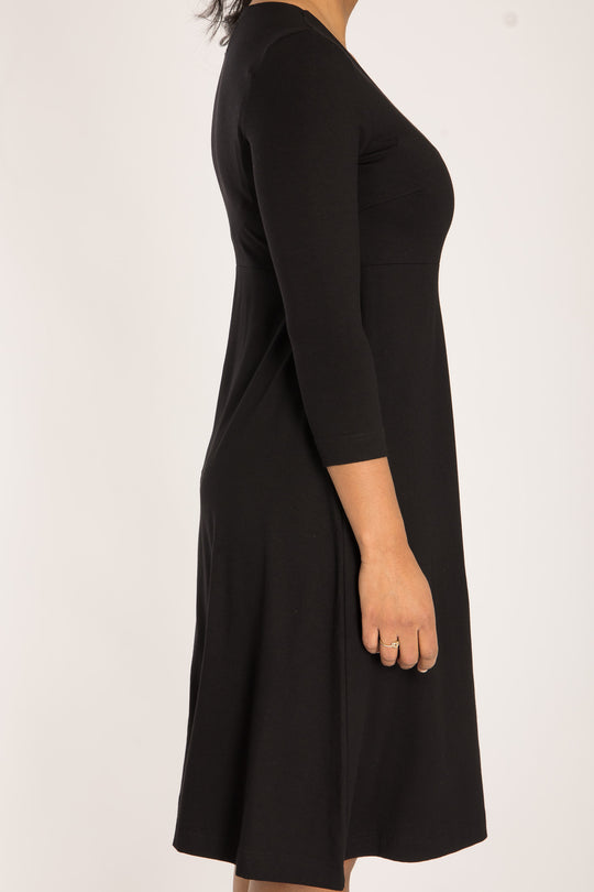 Loose fit short wrap jersey dress - Black