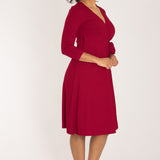 Loose fit short wrap jersey dress - Red
