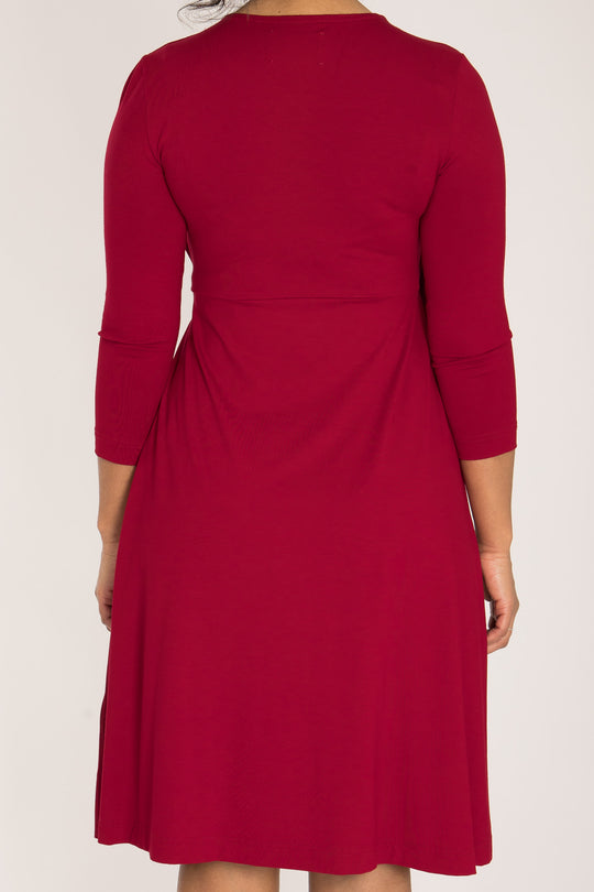 Loose fit short wrap jersey dress - Red