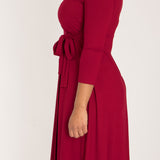 Loose fit short wrap jersey dress - Red