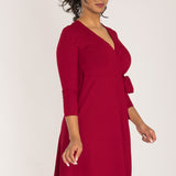 Loose fit short wrap jersey dress - Red