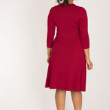 Loose fit short wrap jersey dress - Red