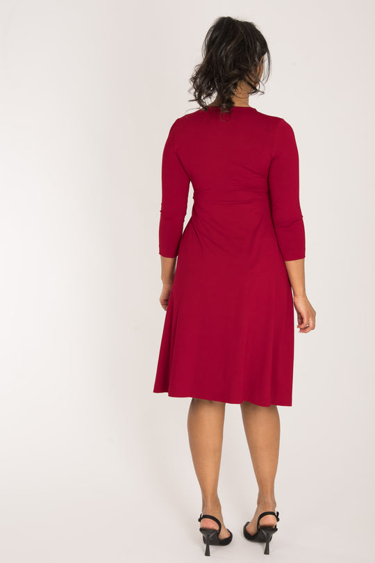 Loose fit short wrap jersey dress - Red