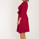 Loose fit short wrap jersey dress - Red