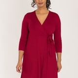 Loose fit short wrap jersey dress - Red