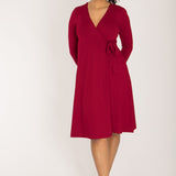 Loose fit short wrap jersey dress - Red