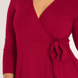 Loose fit short wrap jersey dress - Red