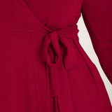 Loose fit short wrap jersey dress - Red