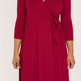 Loose fit short wrap jersey dress - Red
