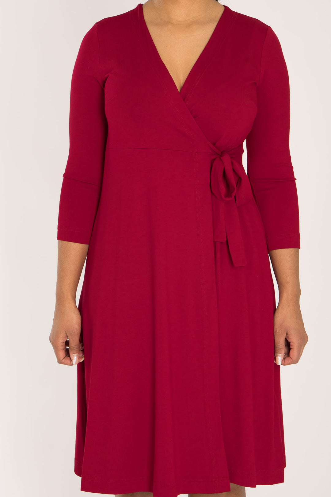 Loose fit short wrap jersey dress - Red