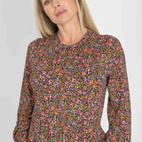 Pleated waist midi jersey dress - Navy flowers