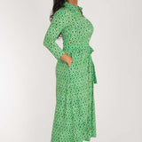 Forever mine placket midi jersey dress - Green