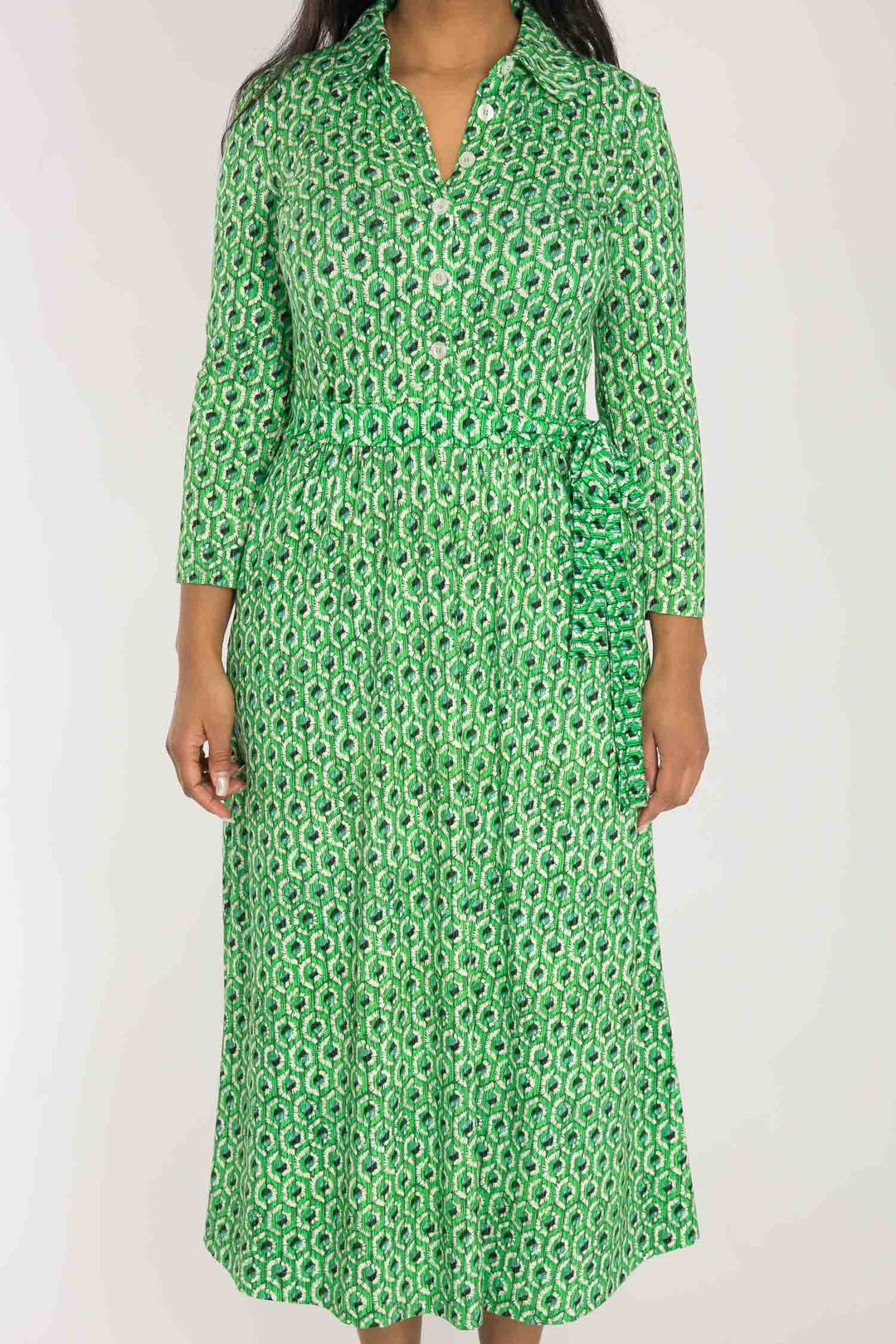 Forever mine placket midi jersey dress - Green