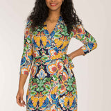 Slim wrap short jersey dress - Navy folklore
