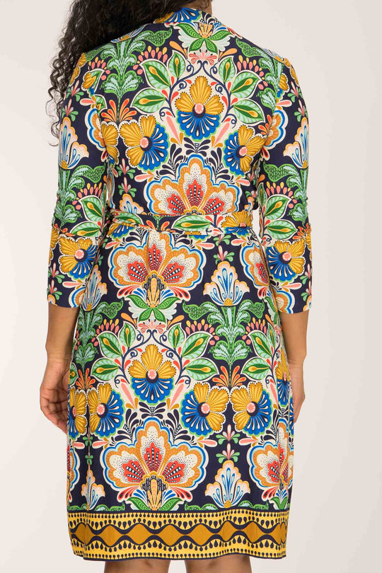 Slim wrap short jersey dress - Navy folklore