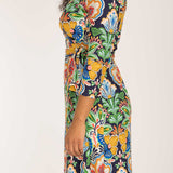 Slim wrap short jersey dress - Navy folklore