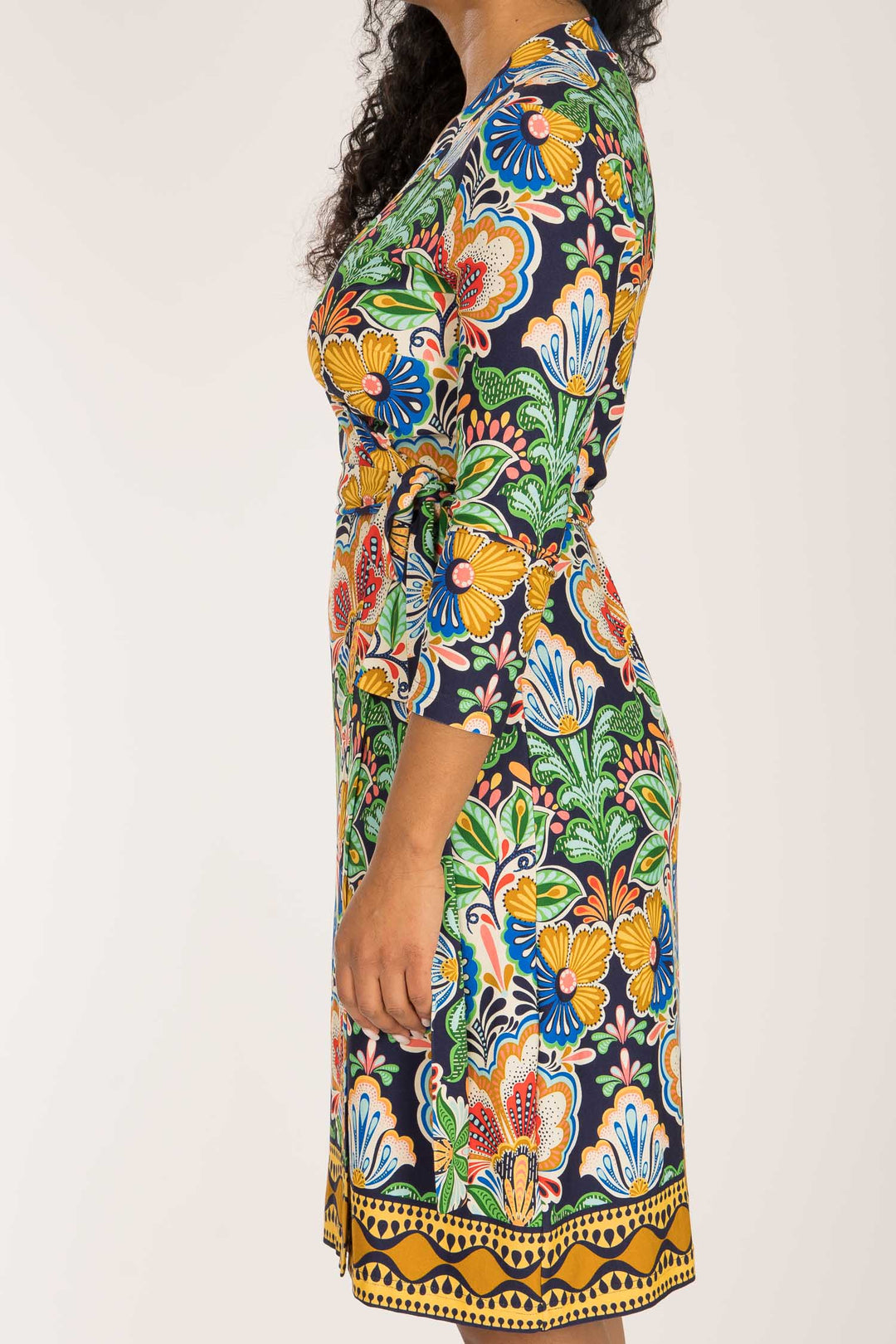 Slim wrap short jersey dress - Navy folklore