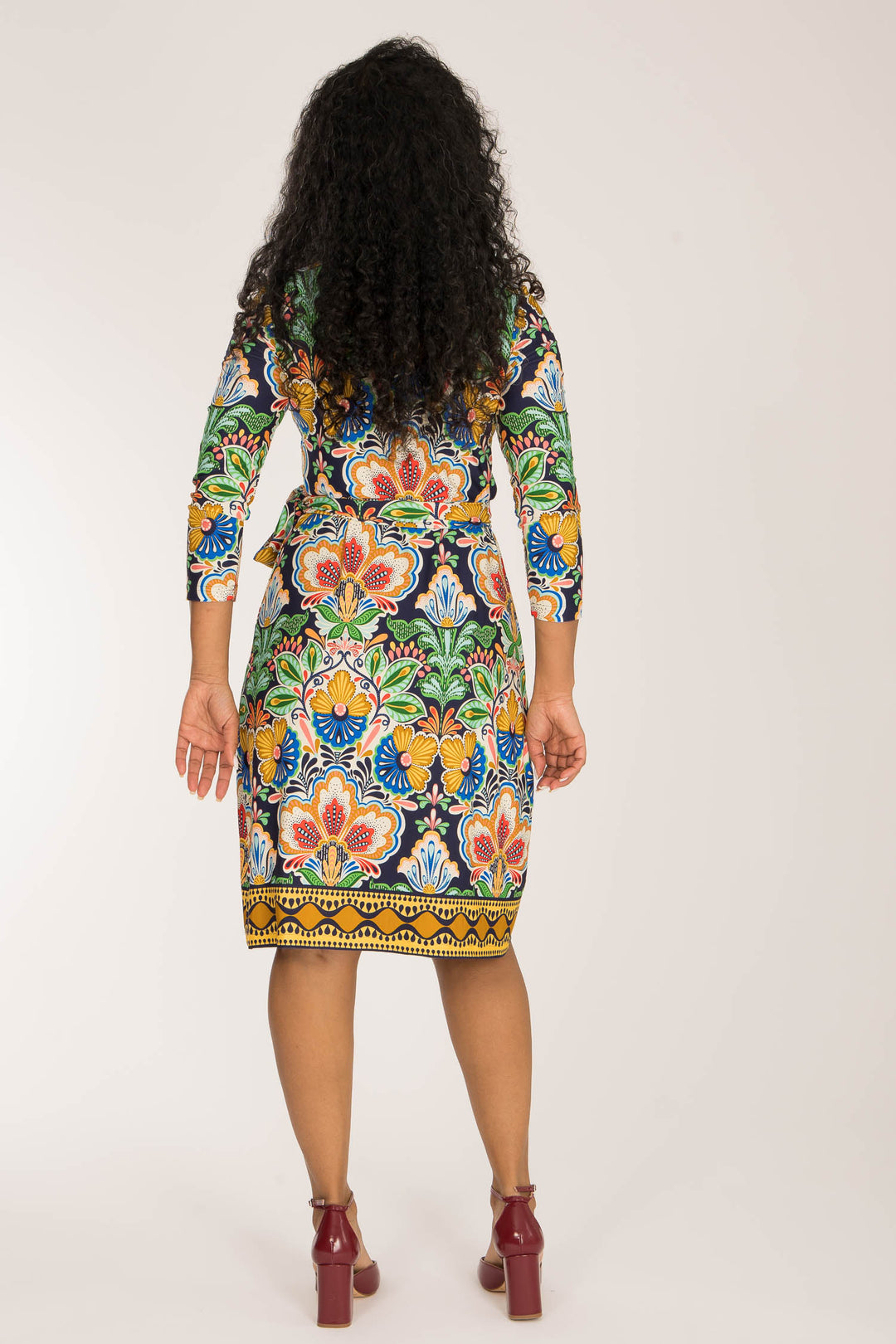 Slim wrap short jersey dress - Navy folklore