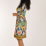 Slim wrap short jersey dress - Navy folklore