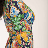 Slim wrap short jersey dress - Navy folklore