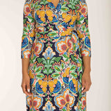 Slim wrap short jersey dress - Navy folklore